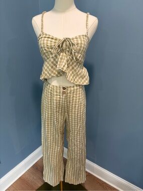 Billabong x The Salty Blonde Gingham Linen Blend Two Piece Set